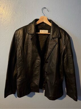 Jones New York Black Leather Shirt Jacket